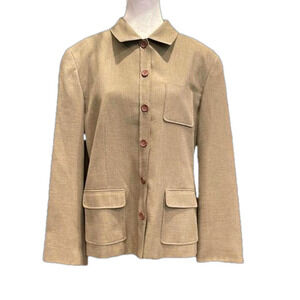 The Works sz 12 vintage Green-yellow (olive)blazer with black microcheck pattern